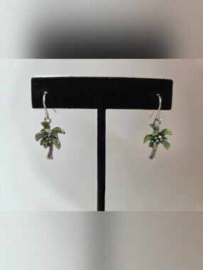 Green Palm Tree Drop Earrings - Women Jewelry